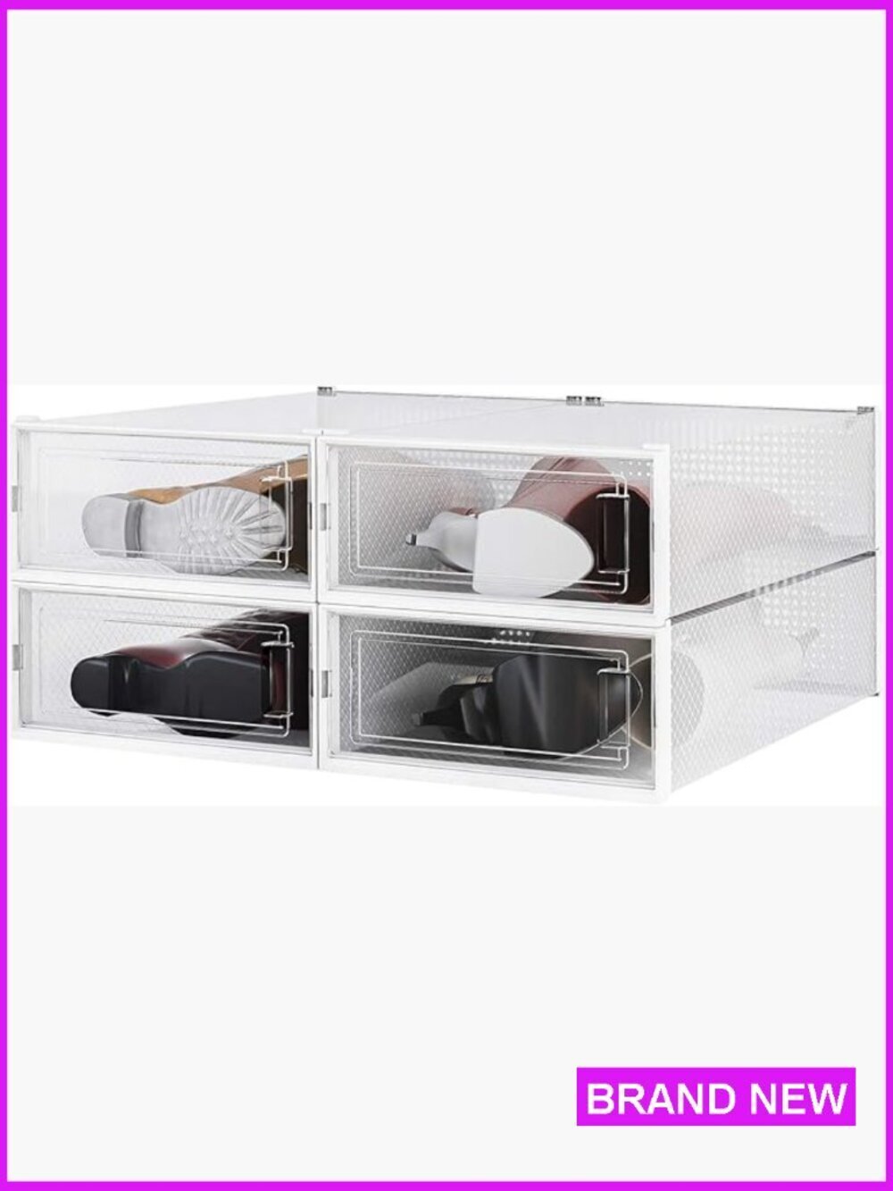 Stackable Clear Plastic Shoe Storage Box Organizer Space Saving Boot Sneaker